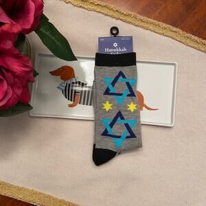 Hanukkah Socks in gray, blue, black, and yellow NWT